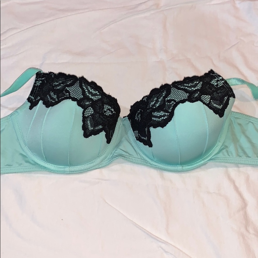 Lace Push Up Balconette Bra- light blue